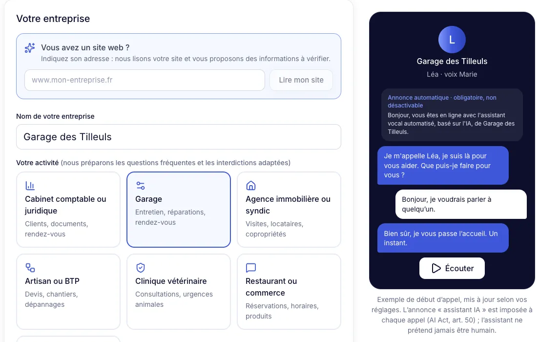 Étape 1 : Votre entreprise