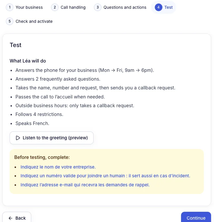 Step 4 : Test