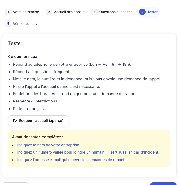 Étape 4 : Tester